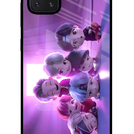 BTS Chibi Samsung Note 10 Lite Glass Case Back Cover by Casekaro