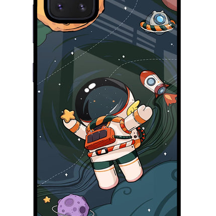 Cartoon Astronaut Samsung Note 10 Lite Glass Case Back Cover by Casekaro