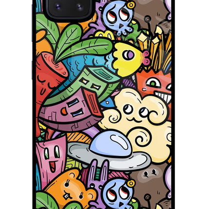 Veggie Doodle Samsung Note 10 Lite Glass Case Back Cover by Casekaro