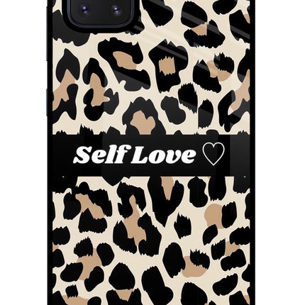 Leopard Print Self Love Samsung Note 10 Lite Glass Case Back Cover by Casekaro