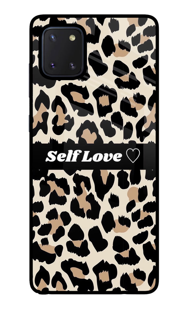Leopard Print Self Love Samsung Note 10 Lite Glass Case Back Cover by Casekaro