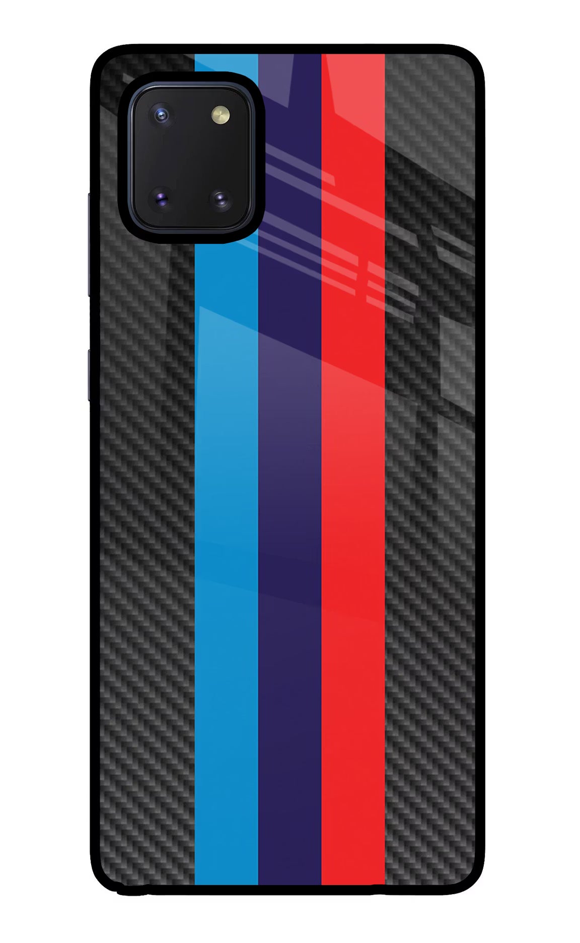 BMW Stripes Pattern Samsung Note 10 Lite Glass Case Back Cover by Casekaro