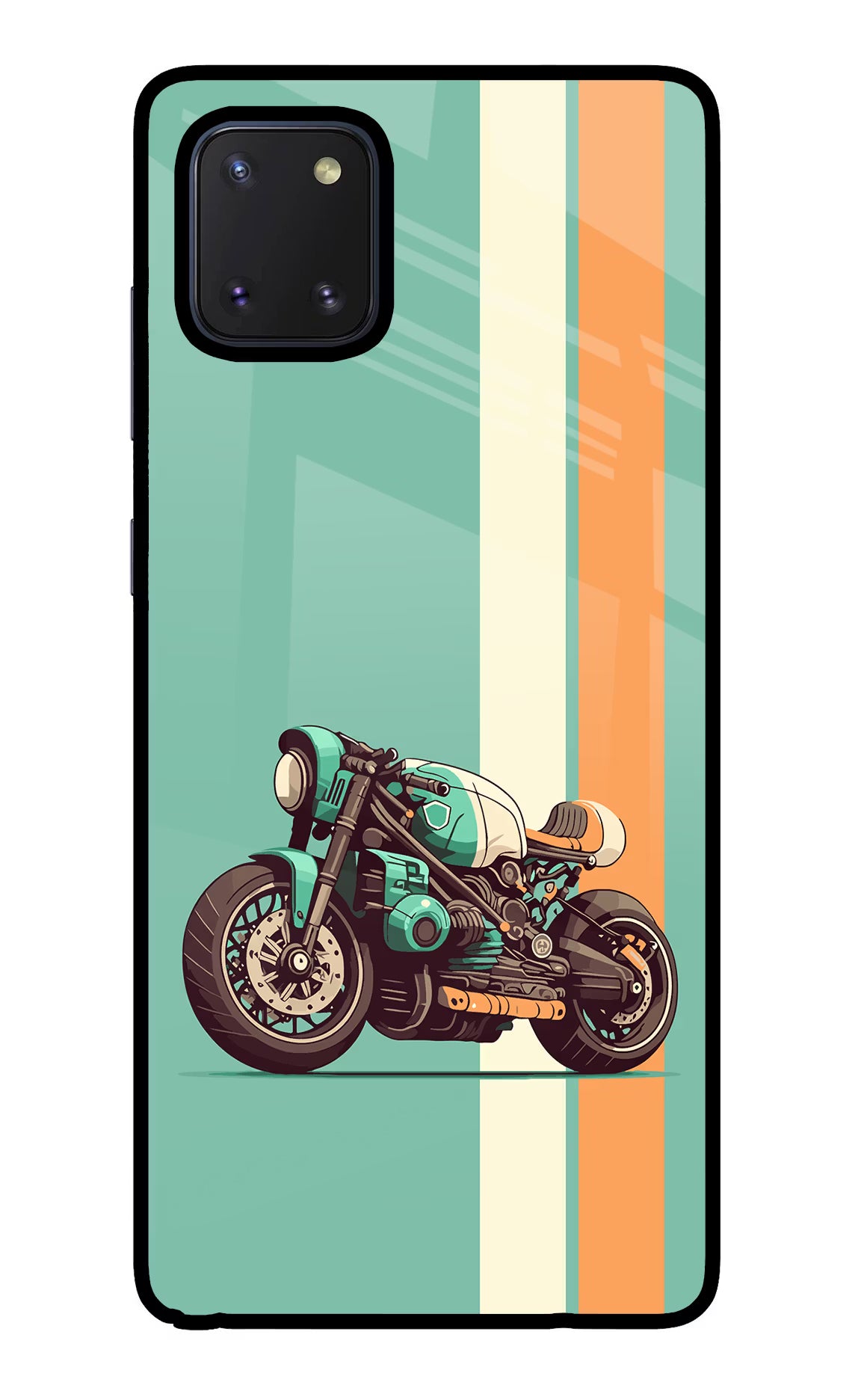 Striped Moto Drift Samsung Note 10 Lite Glass Case Back Cover by Casekaro