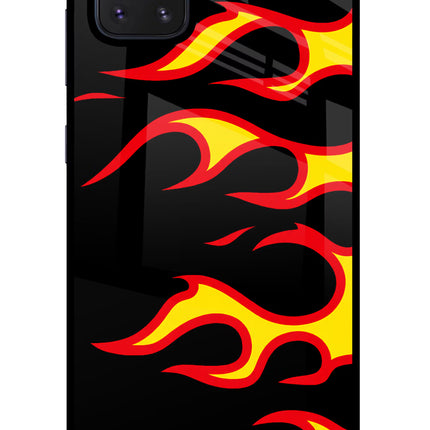 Side Sweep Flames Samsung Note 10 Lite Glass Case Back Cover by Casekaro