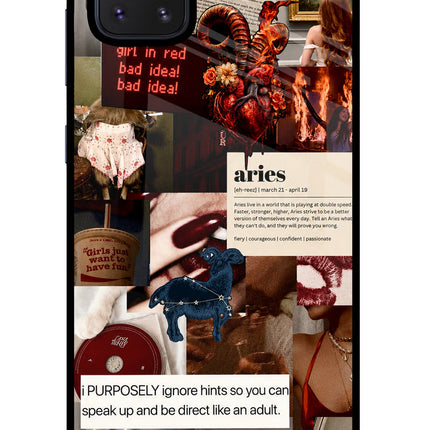 Zodiac Aries Samsung Note 10 Lite Glass Case Back Cover by Casekaro