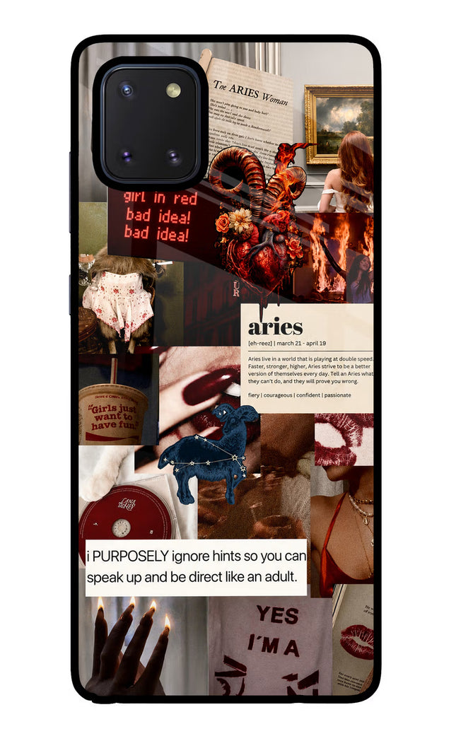 Zodiac Aries Samsung Note 10 Lite Glass Case Back Cover by Casekaro