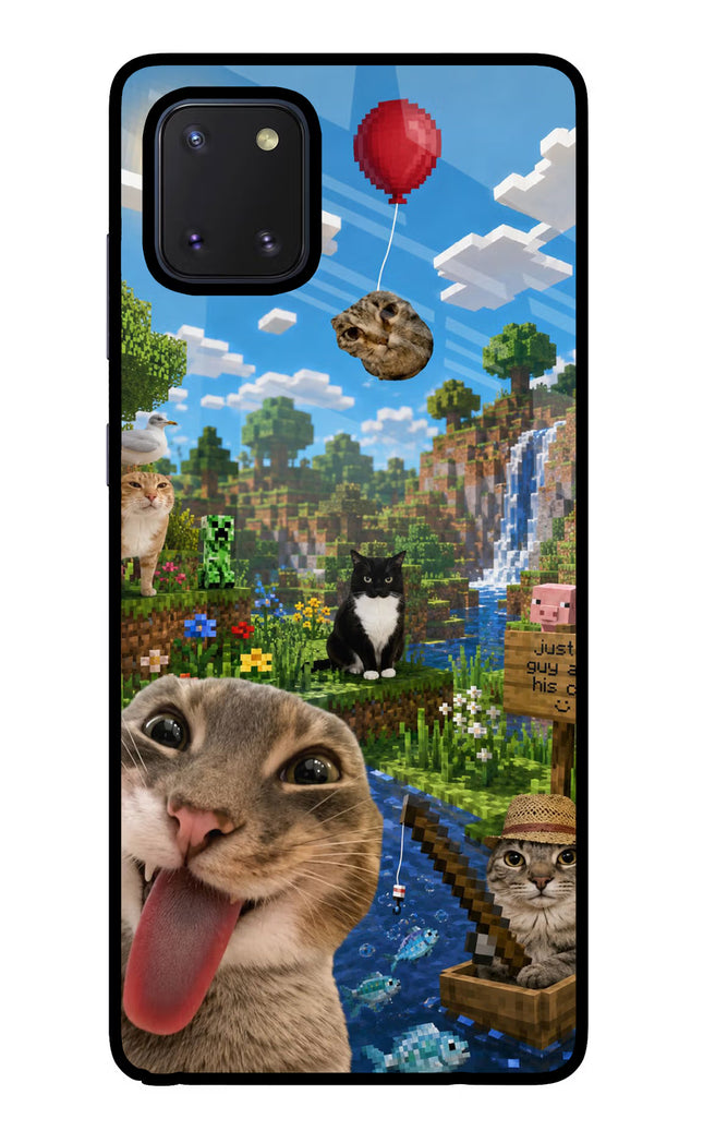 Minecraft Cat Chaos Samsung Note 10 Lite Glass Case Back Cover by Casekaro