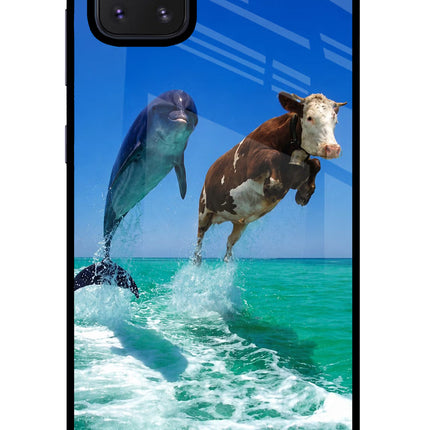 Dolphin vs Cow Samsung Note 10 Lite Glass Case Back Cover by Casekaro