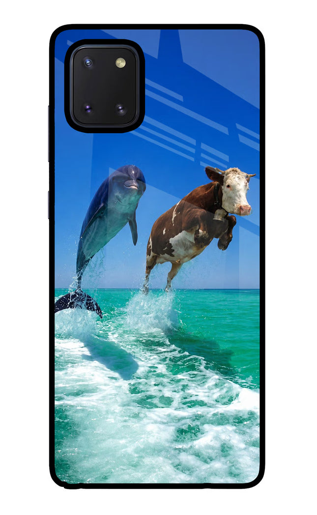 Dolphin vs Cow Samsung Note 10 Lite Glass Case Back Cover by Casekaro
