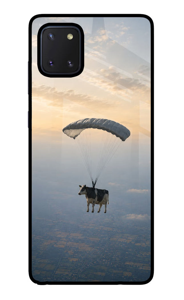 Skydiving Cow Samsung Note 10 Lite Glass Case Back Cover by Casekaro