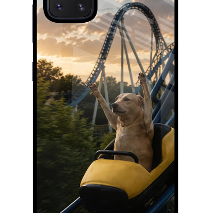 Rollercoaster Dog Samsung Note 10 Lite Glass Case Back Cover by Casekaro