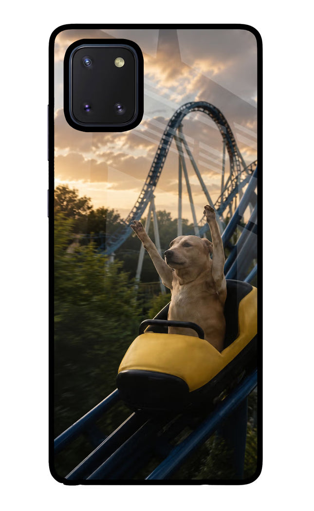 Rollercoaster Dog Samsung Note 10 Lite Glass Case Back Cover by Casekaro