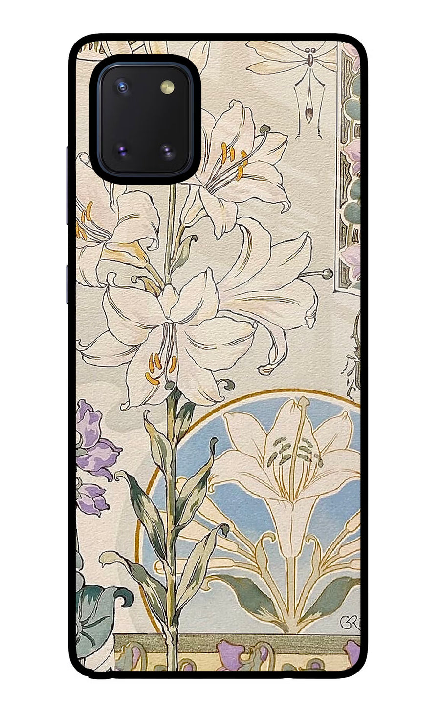 White Lily Samsung Note 10 Lite Back Cover, Glass case