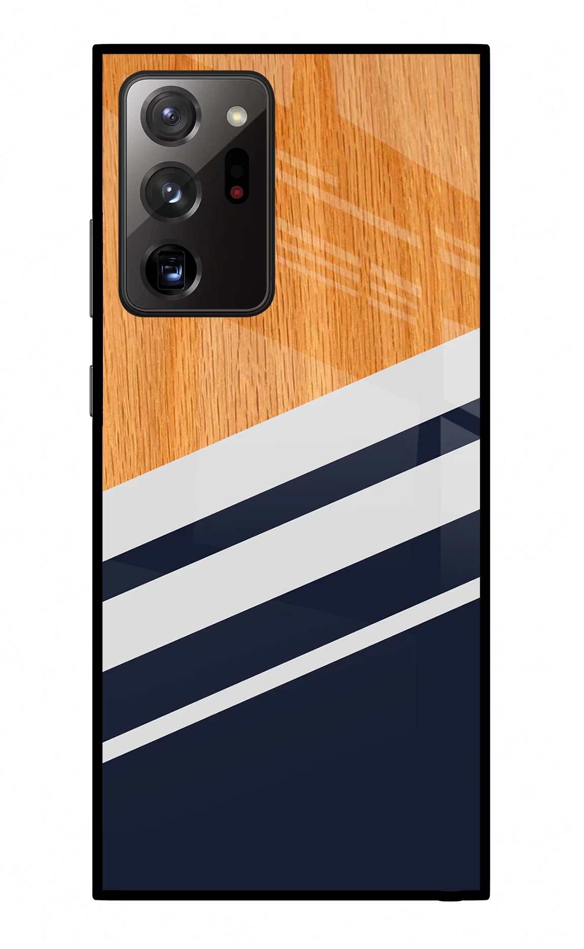 Blue and white wooden Samsung Note 20 Ultra Glass Case Back Cover by Casekaro