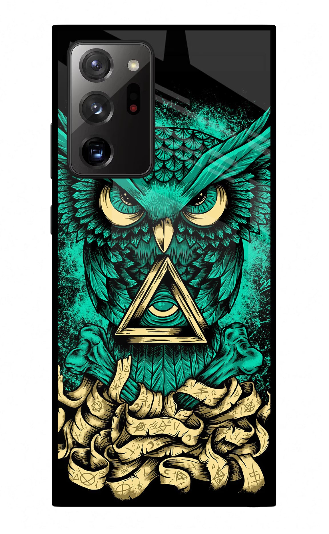 Green Owl Samsung Note 20 Ultra Glass Case Back Cover by Casekaro