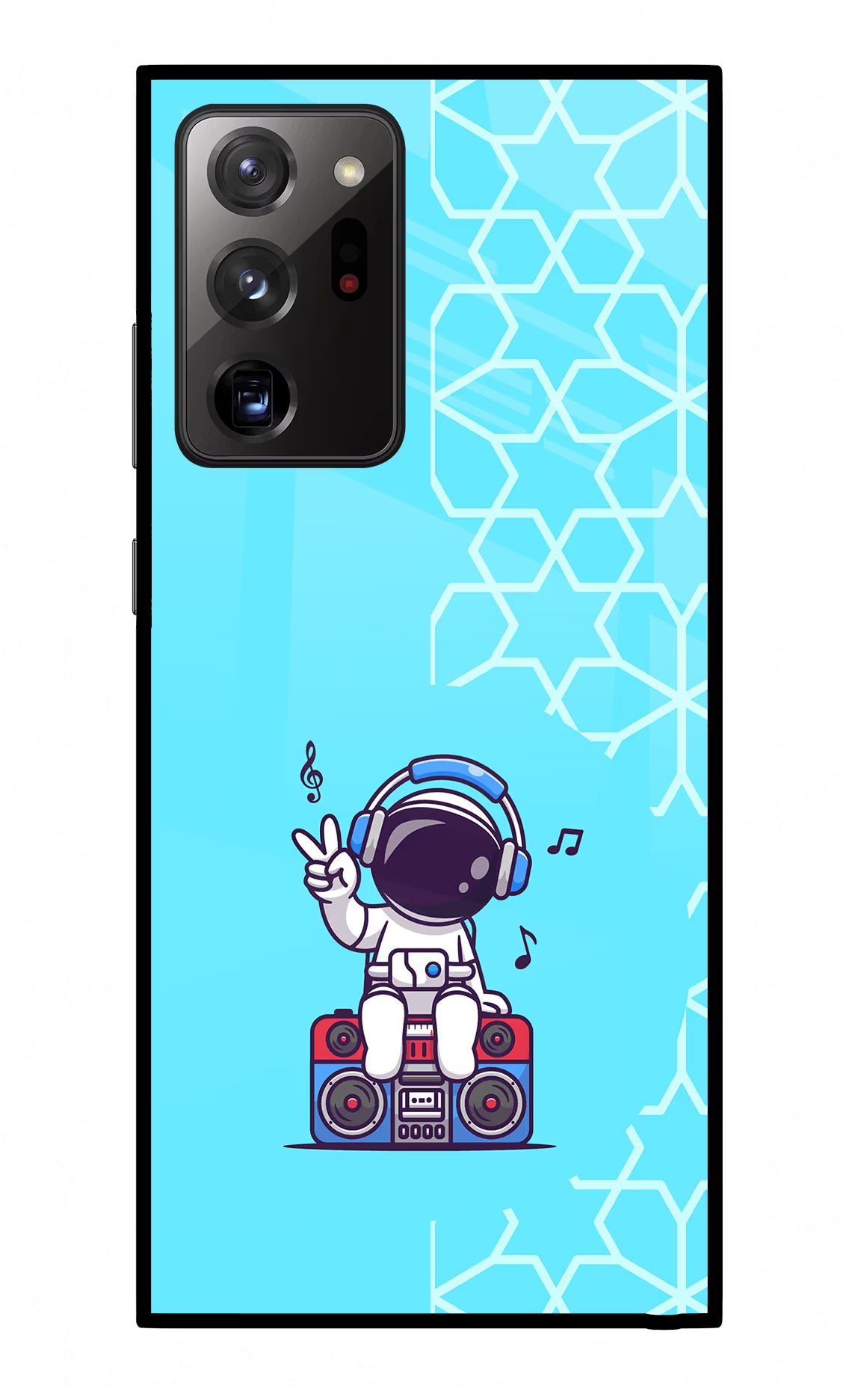 Cute Astronaut Chilling Samsung Note 20 Ultra Glass Case Back Cover by Casekaro