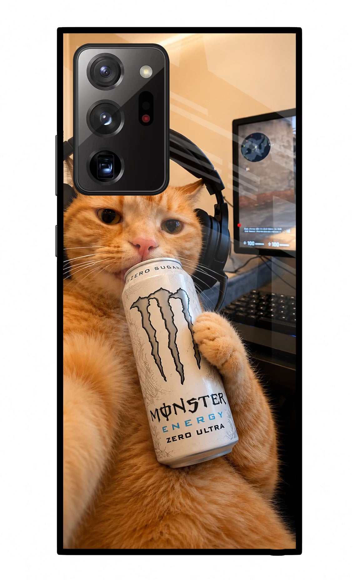 Gamer Cat Energy Samsung Note 20 Ultra Glass Case