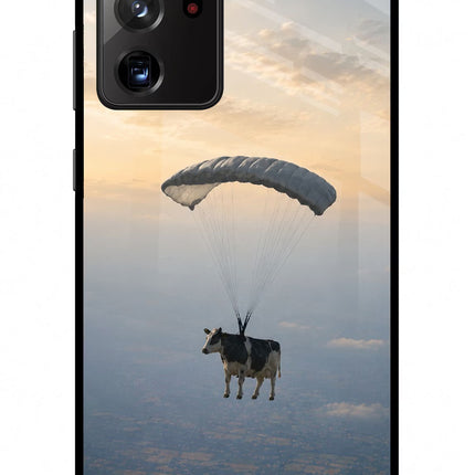 Skydiving Cow Samsung Note 20 Ultra Glass Case