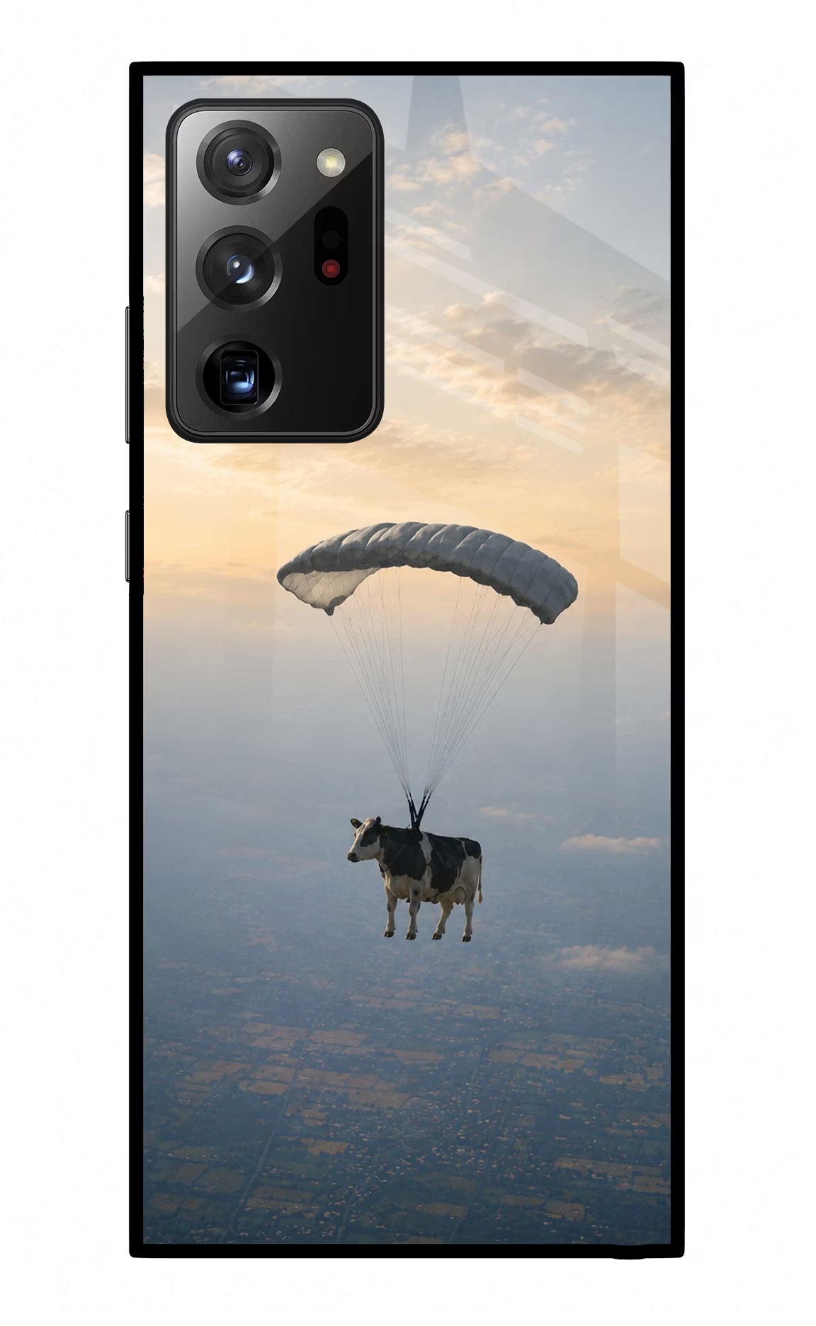 Skydiving Cow Samsung Note 20 Ultra Glass Case