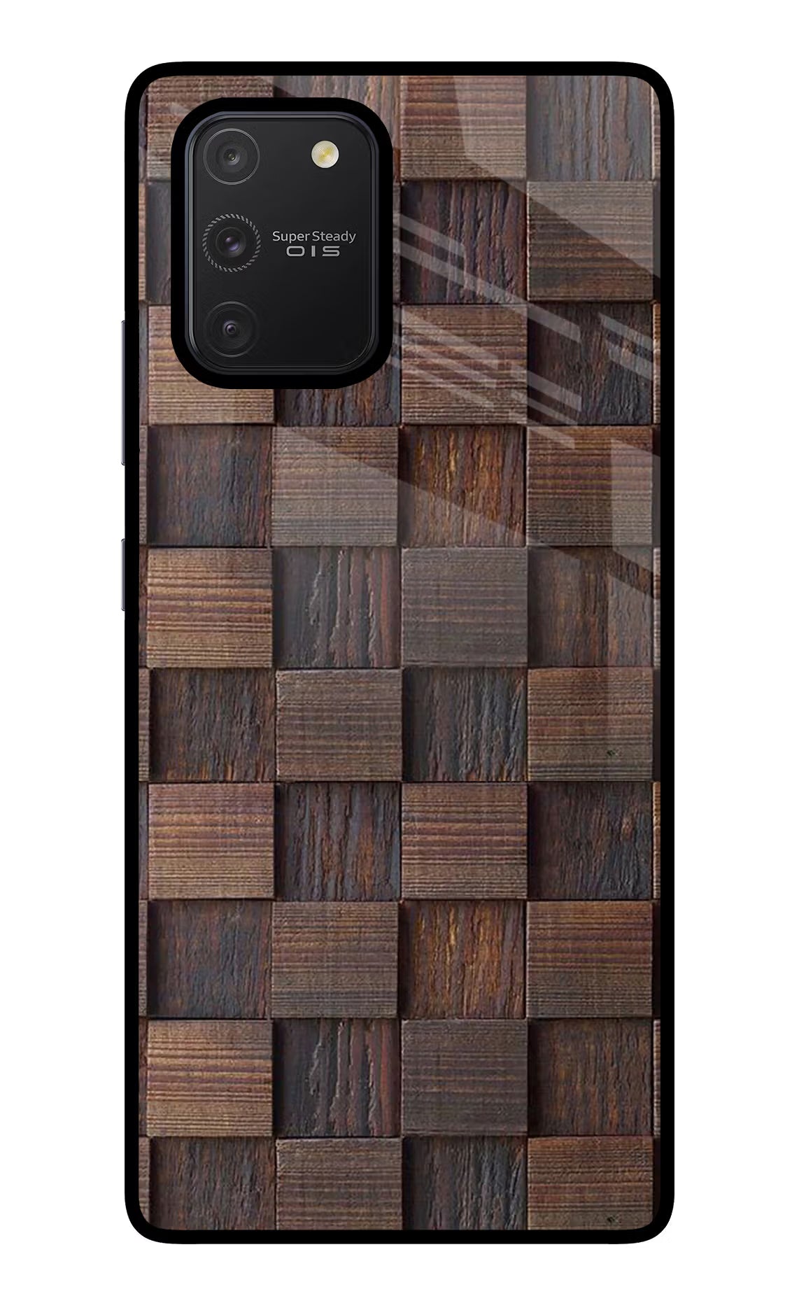 Wooden Cube Design Samsung S10 Lite Glass Case Back Cover by Casekaro