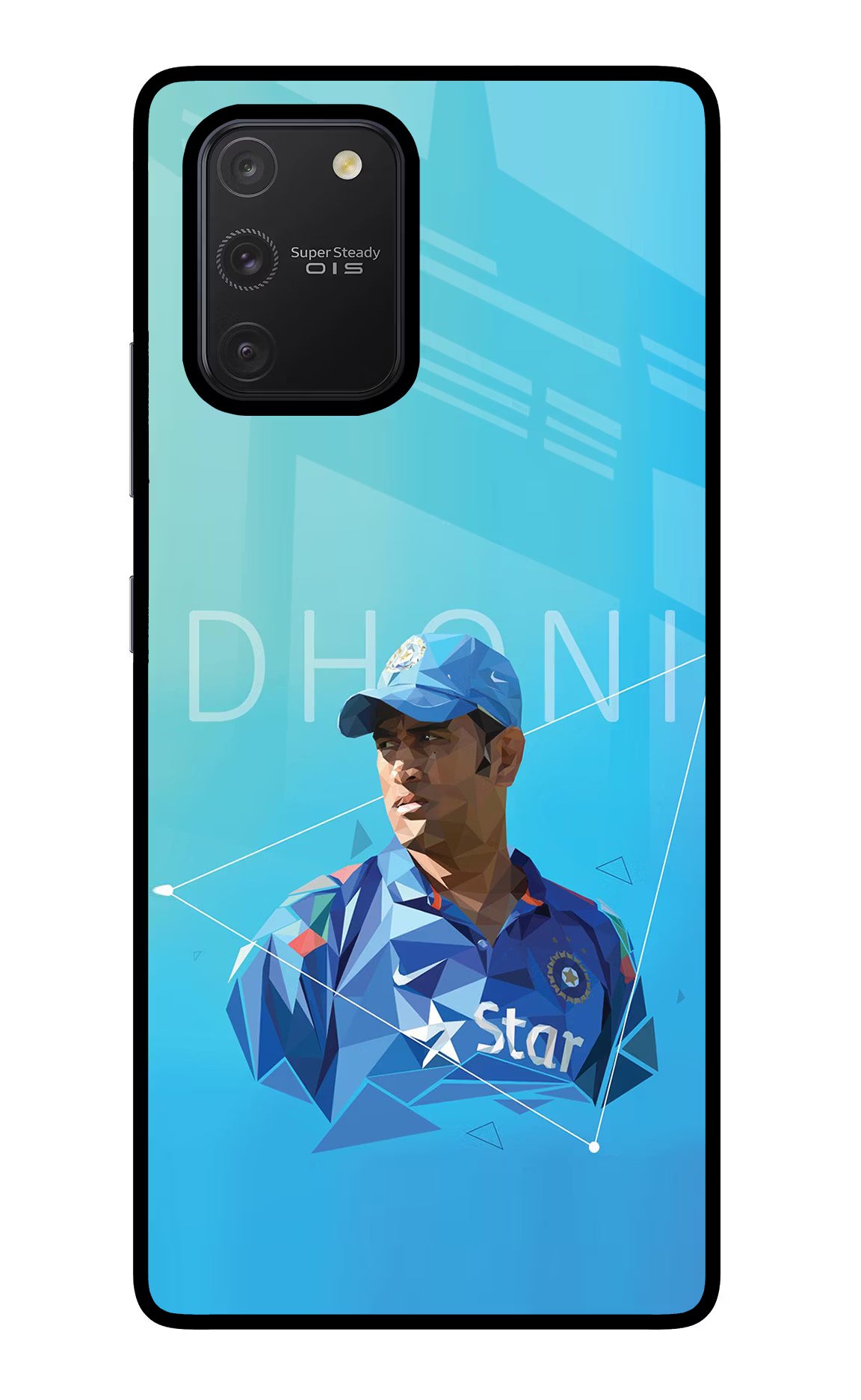 Dhoni Artwork Samsung S10 Lite Glass Case Back Cover by Casekaro