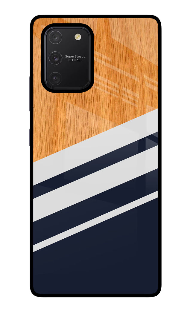 Blue and white wooden Samsung S10 Lite Glass Case