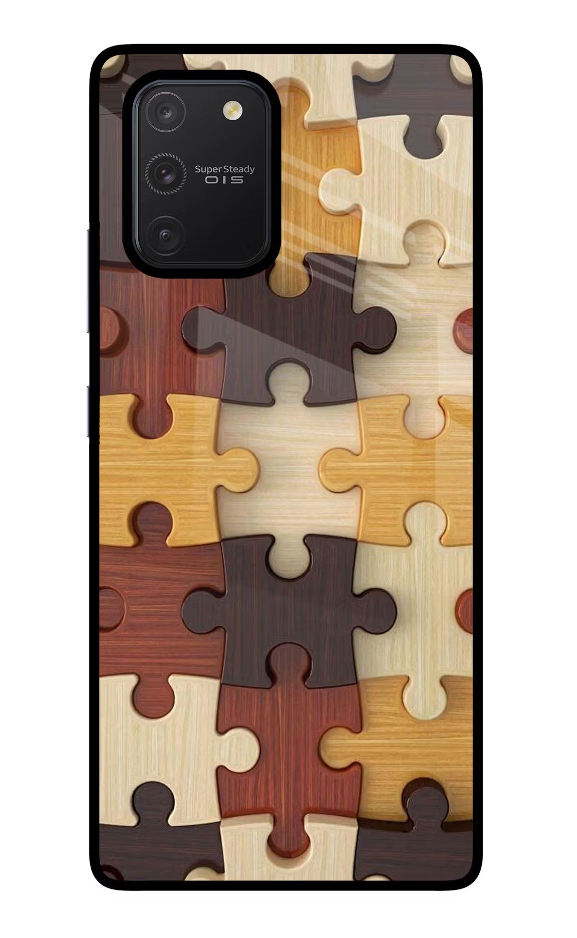 Wooden Puzzle Samsung S10 Lite Glass Case Back Cover by Casekaro