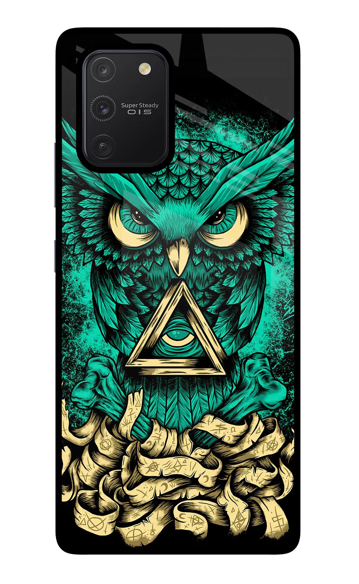 Green Owl Samsung S10 Lite Glass Case Back Cover by Casekaro