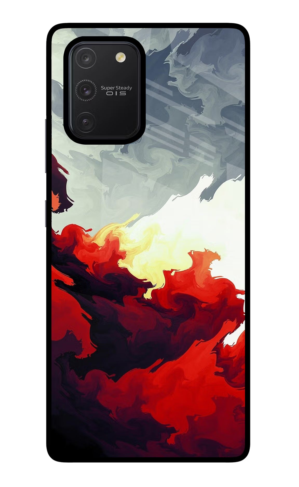 Fire Cloud Samsung S10 Lite Glass Case Back Cover by Casekaro