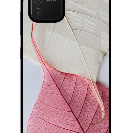White Pink Leaf Samsung S10 Lite Glass Case Back Cover by Casekaro