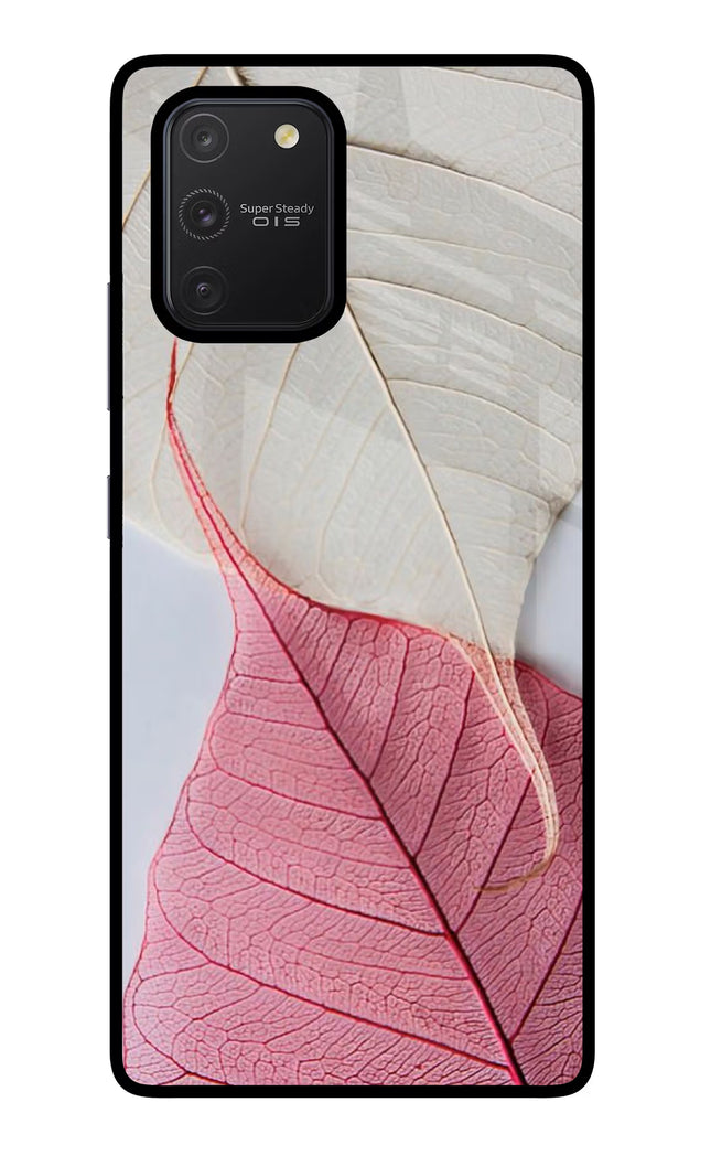 White Pink Leaf Samsung S10 Lite Glass Case Back Cover by Casekaro