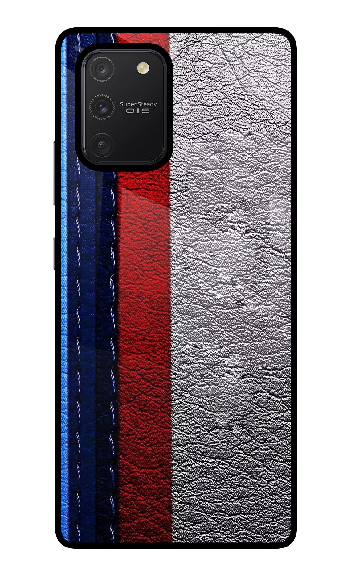 BMW Stripes Samsung S10 Lite Glass Case Back Cover by Casekaro