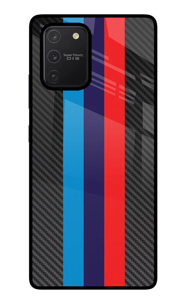 BMW Stripes Pattern Samsung S10 Lite Glass Case Back Cover by Casekaro