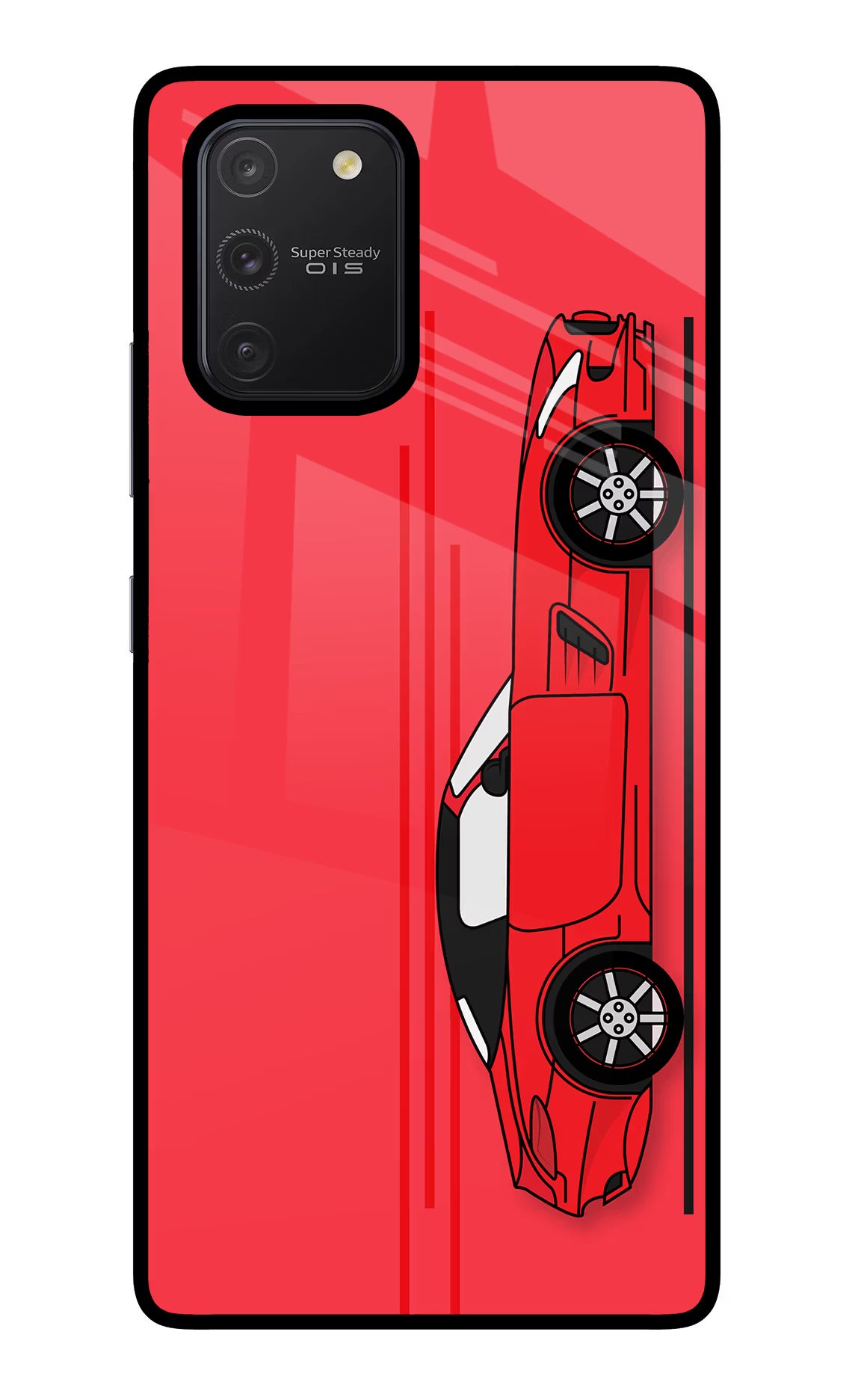 Red Velocity Samsung S10 Lite Glass Case Back Cover by Casekaro