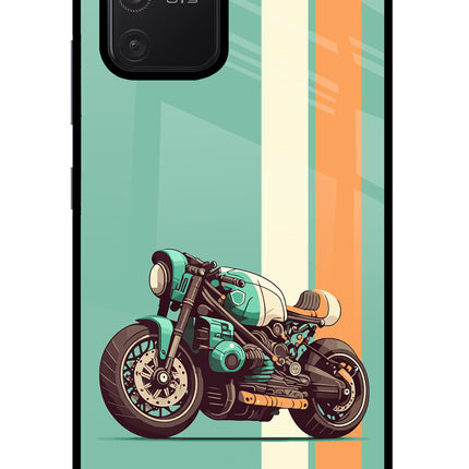 Striped Moto Drift Samsung S10 Lite Glass Case Back Cover by Casekaro