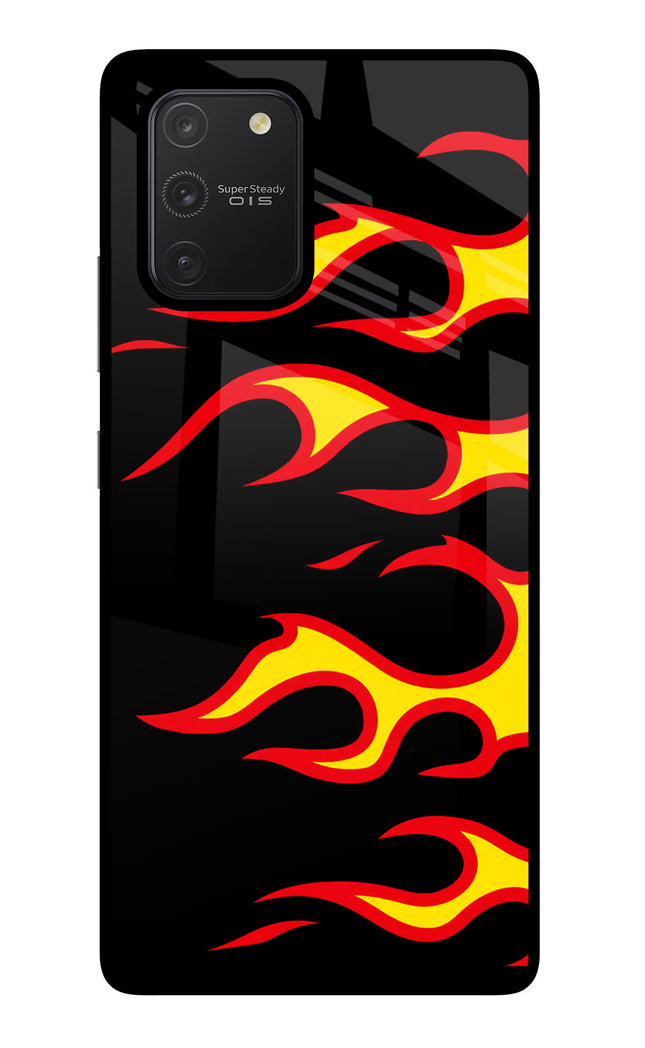 Side Sweep Flames Samsung S10 Lite Glass Case
