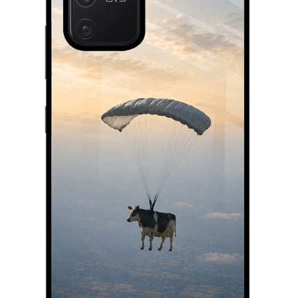 Skydiving Cow Samsung S10 Lite Glass Case