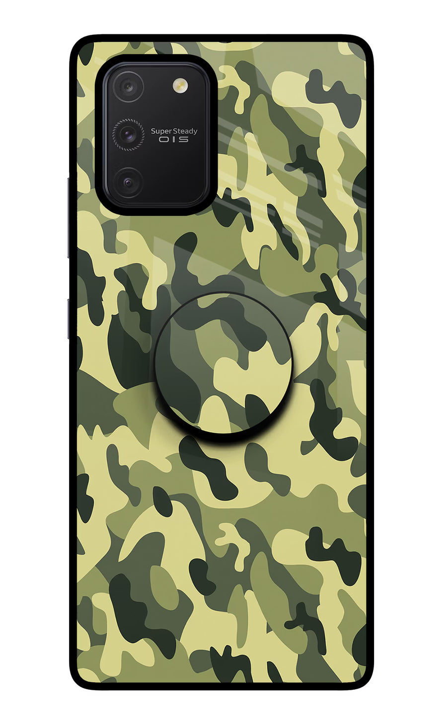 Camouflage Samsung S10 Lite Pop Case, Glass case