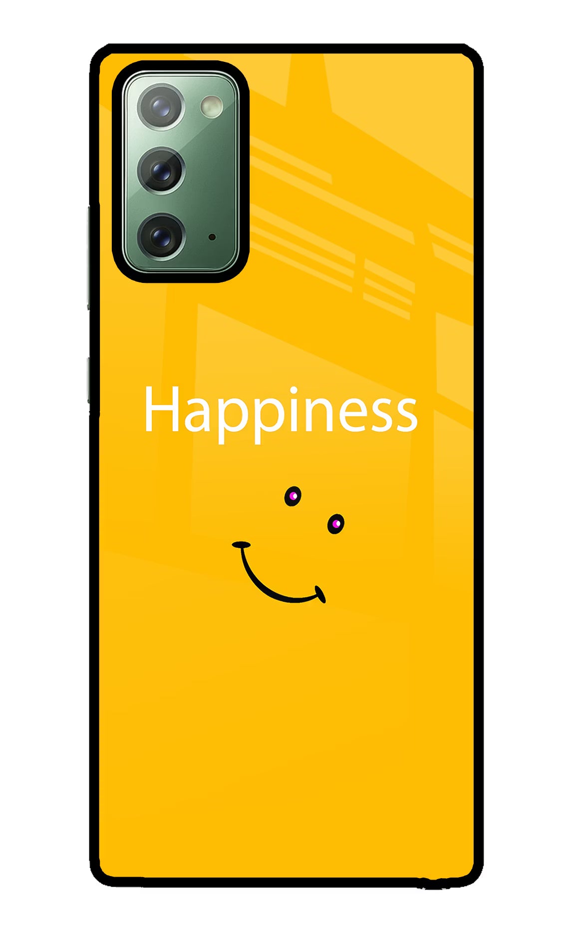 Happiness With Smiley Samsung Note 20 Glass Case Back Cover by Casekaro