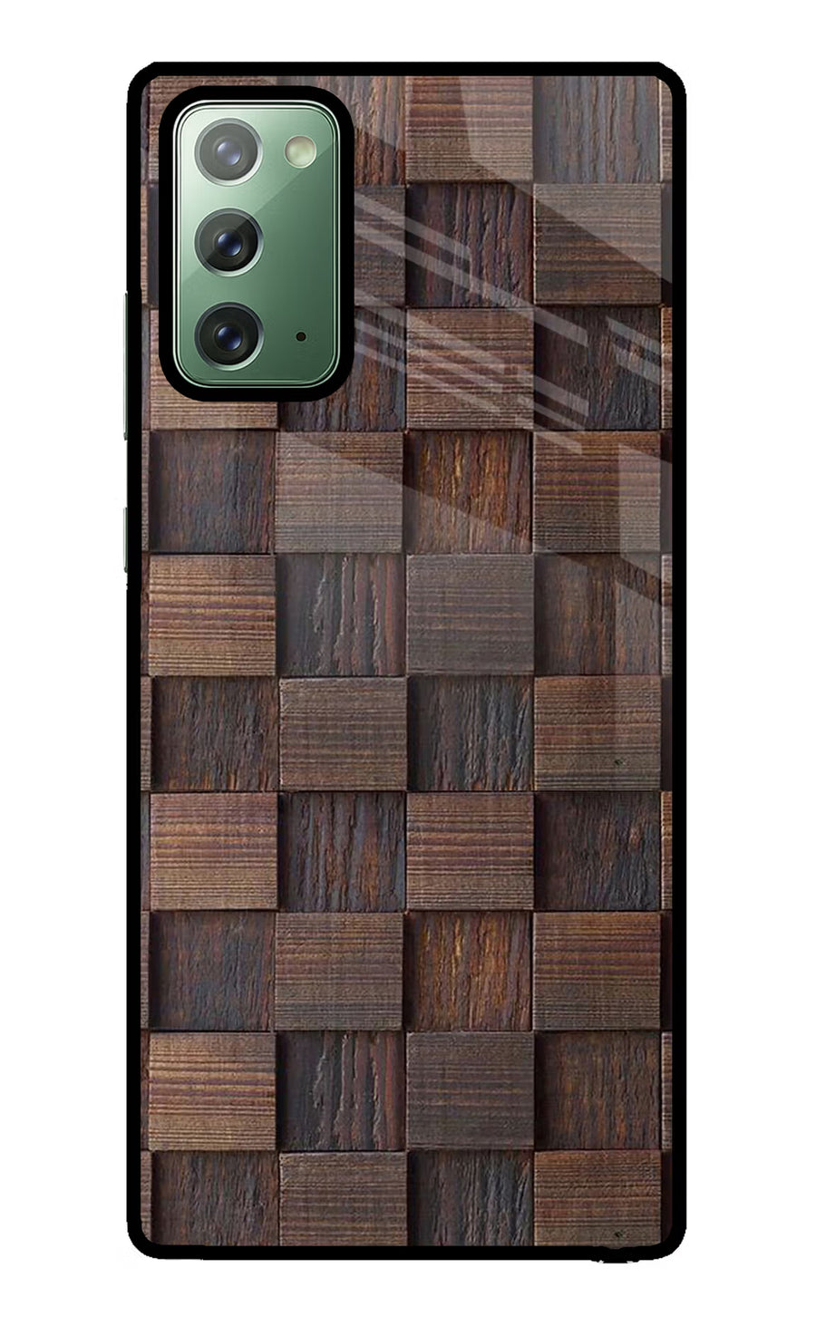 Wooden Cube Design Samsung Note 20 Back Cover, Glass case