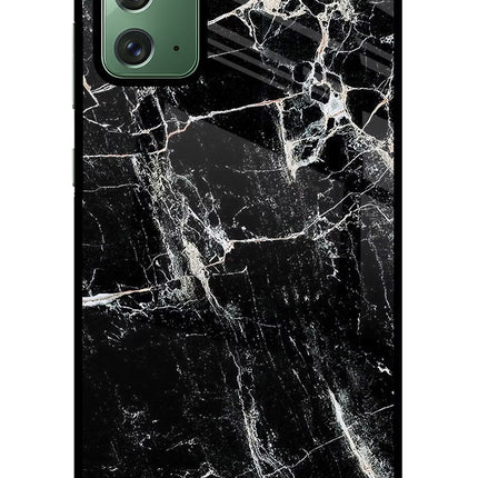Black Marble Texture Samsung Note 20 Glass Case Back Cover by Casekaro