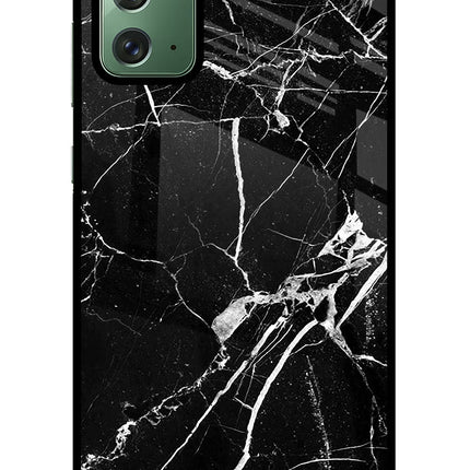 Black Marble Pattern Samsung Note 20 Glass Case Back Cover by Casekaro