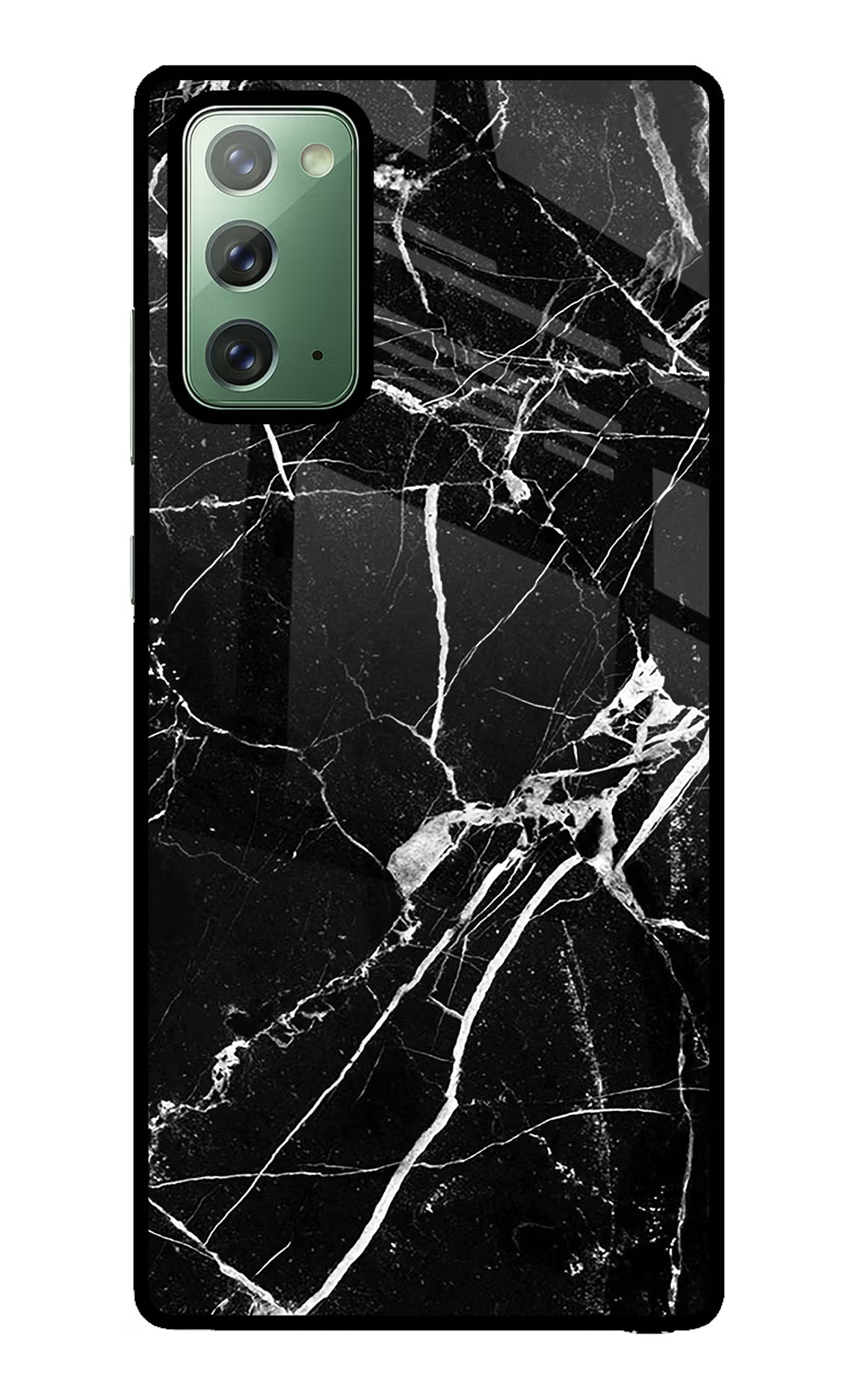 Black Marble Pattern Samsung Note 20 Glass Case Back Cover by Casekaro