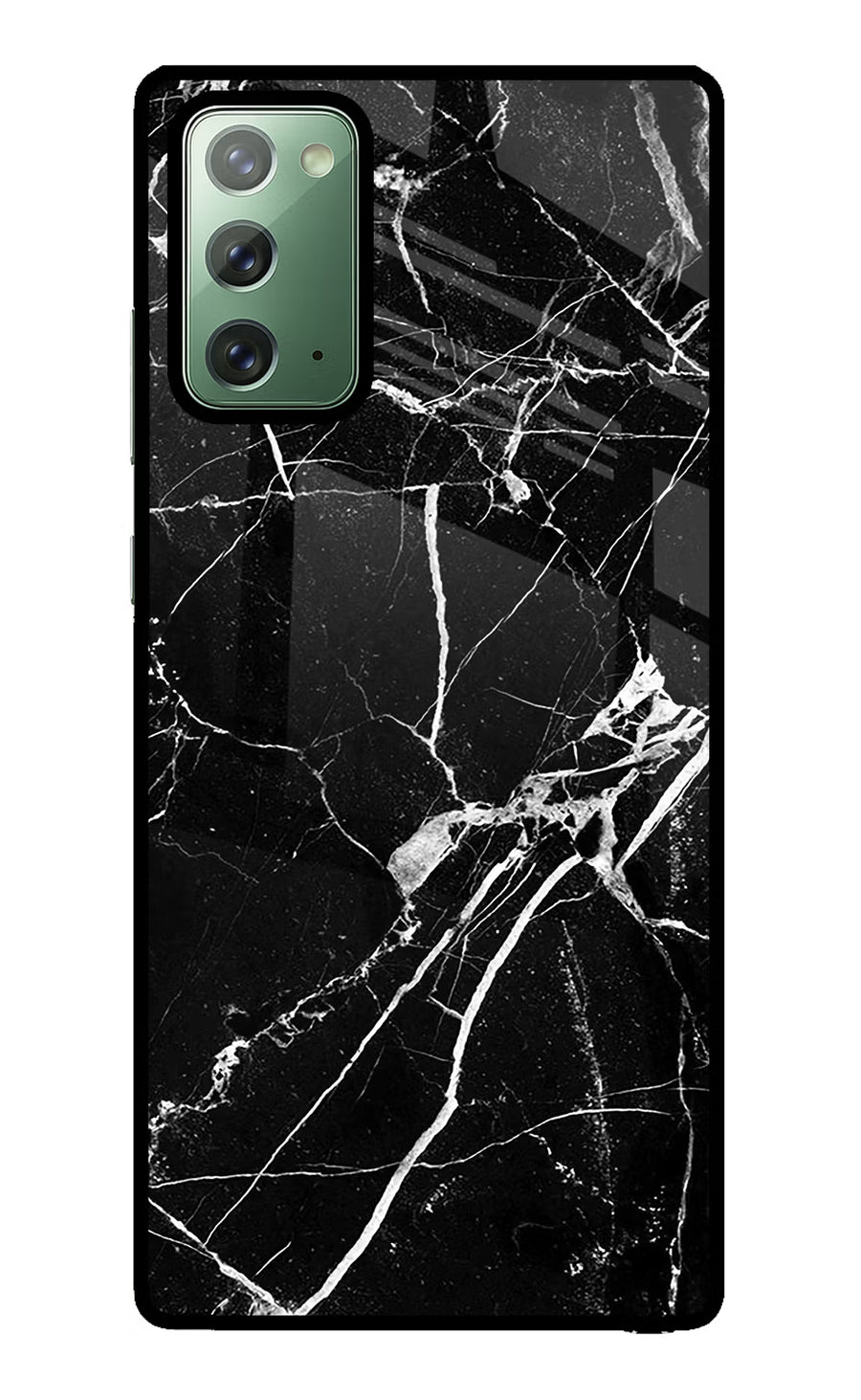 Black Marble Pattern Samsung Note 20 Back Cover, Glass case