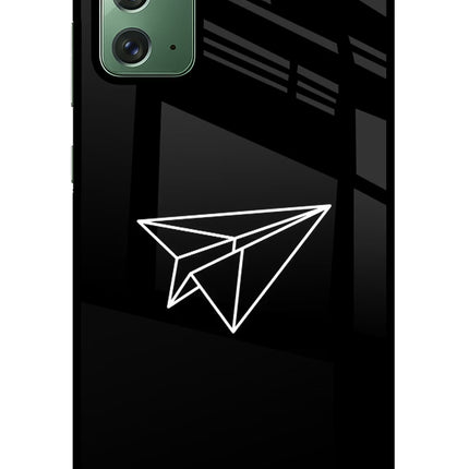 Paper Plane White Samsung Note 20 Glass Case