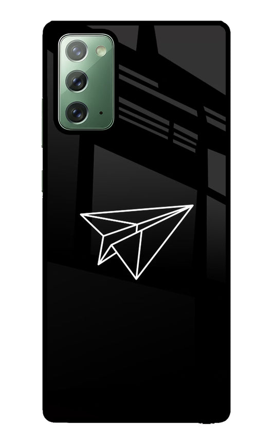 Paper Plane White Samsung Note 20 Glass Case