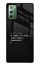 Life Motto Code Samsung Note 20 Glass Case Back Cover by Casekaro