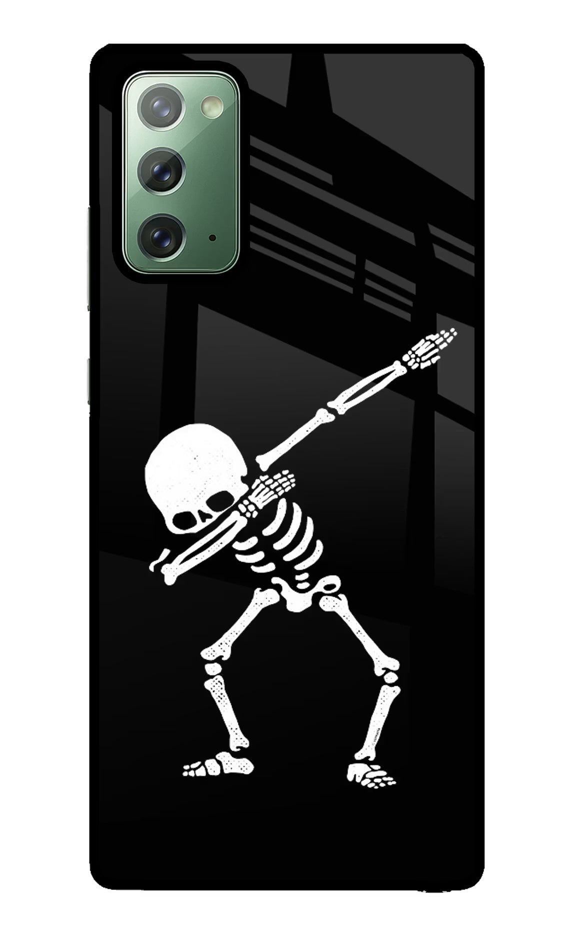 Dabbing Skeleton Art Samsung Note 20 Glass Case Back Cover by Casekaro