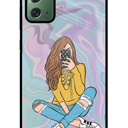 Selfie Girl Samsung Note 20 Glass Case Back Cover by Casekaro
