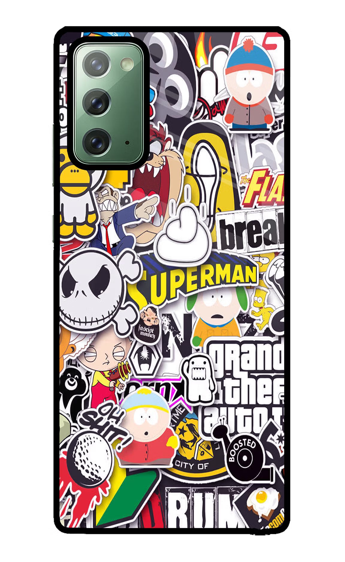 Sticker Bomb Samsung Note 20 Glass Case Back Cover by Casekaro